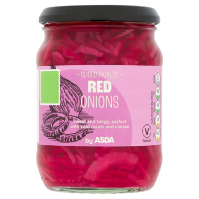 ASDA sliced pickled red onions 340g, UK version