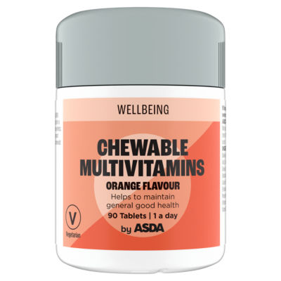 ASDA Wellbeing orange flavoured multivitamins 90 tablets - British product