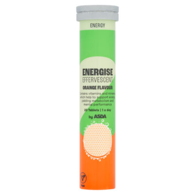 ASDA Energise orange flavour effervescent vitamin tablets 20 count - British product