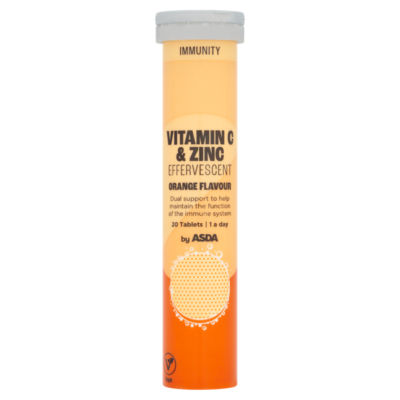 ASDA effervescent tablets orange flavour 20 tablets, UK version