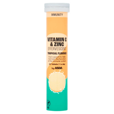 ASDA effervescent supplement tropical flavour 20 tablets, imported from the UK