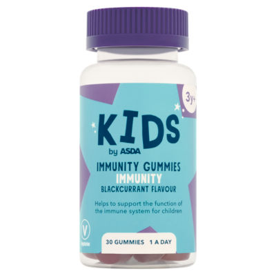 ASDA kids immunity gummies blackcurrant flavour 30 gummies, UK version
