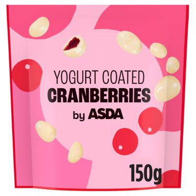 ASDA yogurt coated cranberries 150g, imported from the UK
