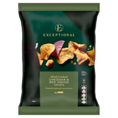 Asda hand cooked cheddar and red onion crisps 150g - British product