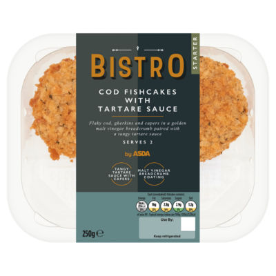 ASDA Cod Fishcakes with Tartare Sauce 250g - British product