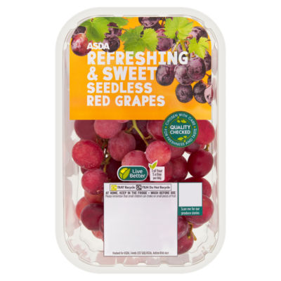 ASDA ASDA Kernlose rote Trauben Frisches Obst 500g – Online kaufen bei McGrocer
