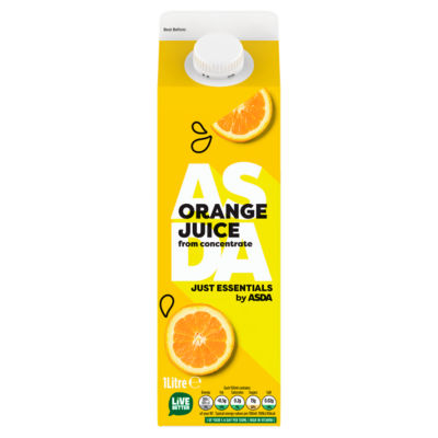 ASDA Just Essentials orange juice 1 litre, UK version
