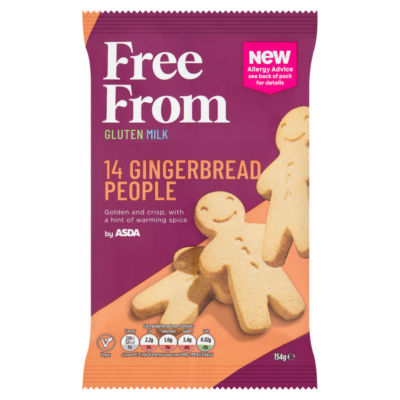 Asda Free From gingerbread people 154g, imported from the UK