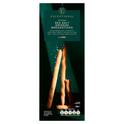 ASDA artisan sea salt grissini breadsticks 120g, imported from the UK