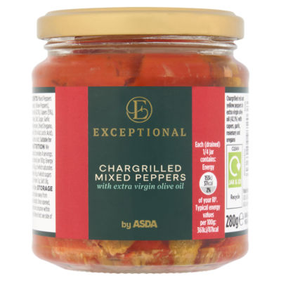ASDA Chargrilled Mixed Peppers in extra virgin olive oil 280g (British brand)
