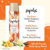 Impulse Vanilla Kisses body spray 75ml, imported from the UK