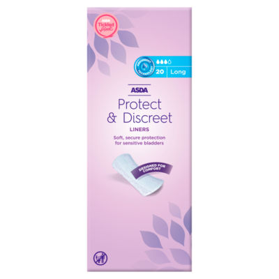 ASDA Protect & Discreet long liners for bladder weakness 20 pack - British product