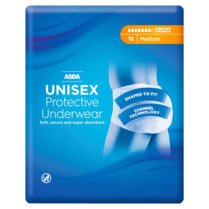 ASDA Protective Underwear Medium Unisex Incontinence 12 Pack