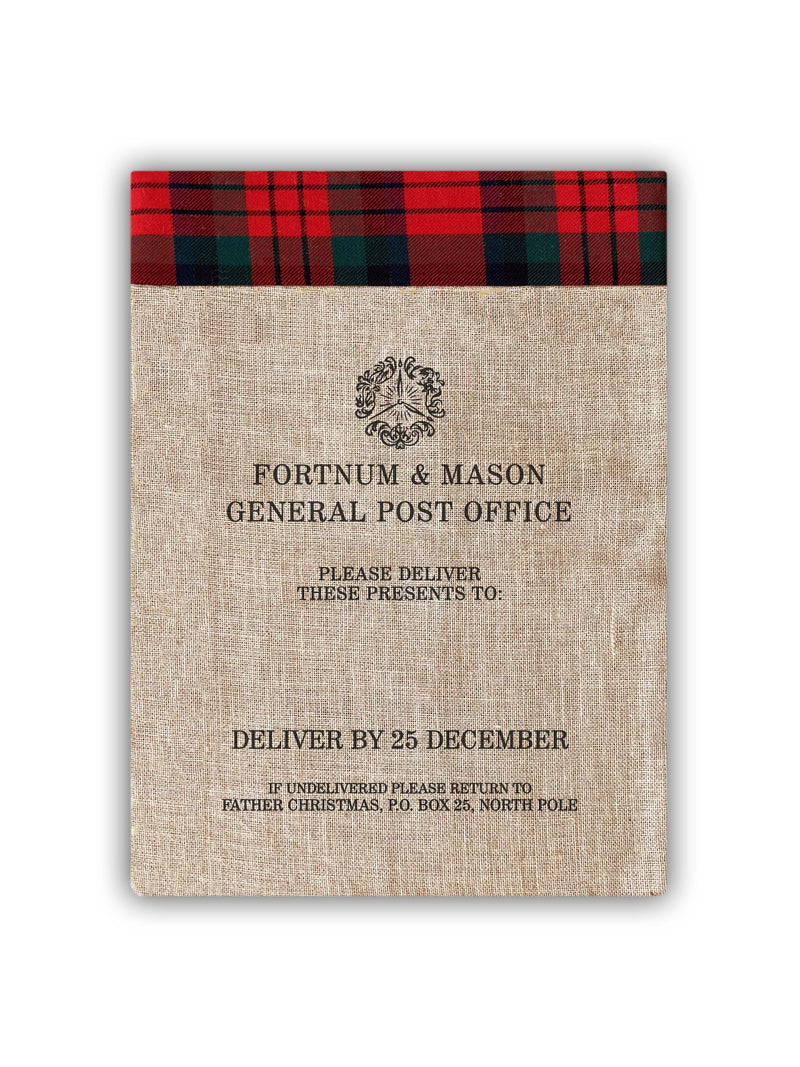Fortnum & Mason personalised tartan hessian Santa sack medium (British brand)