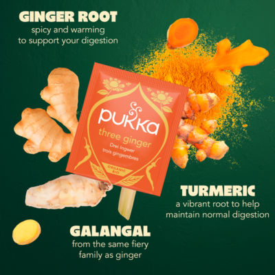 Pukka Three Ginger herbal tea bags 20 bags, imported from the UK