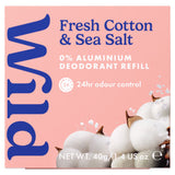 Wild Fresh Cotton & Sea Salt deodorant refill 40g, imported from the UK