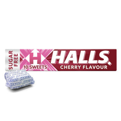 Halls cherry sugar free lozenges roll 32g, UK version