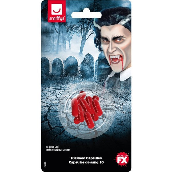 Smiffys red powder blood capsules pack of 10, UK version