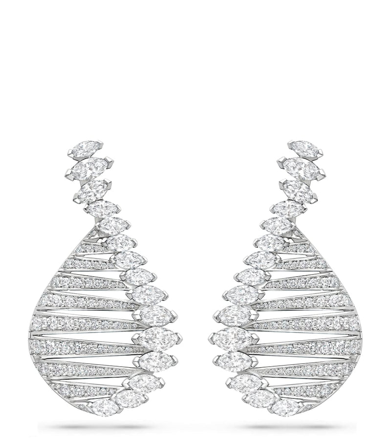 Boodles platinum and diamond drop earrings, imported from the UK