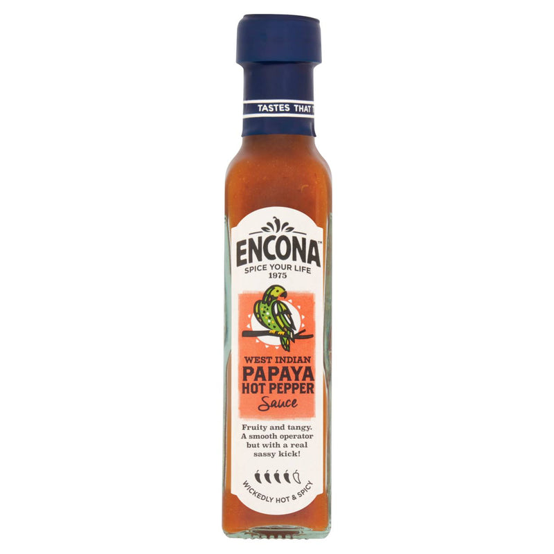 Encona West Indian Papaya hot pepper sauce 142ml, imported from the UK