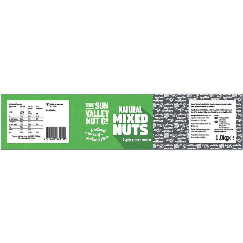 Sun Valley natural mixed nuts selection 1kg (British brand)