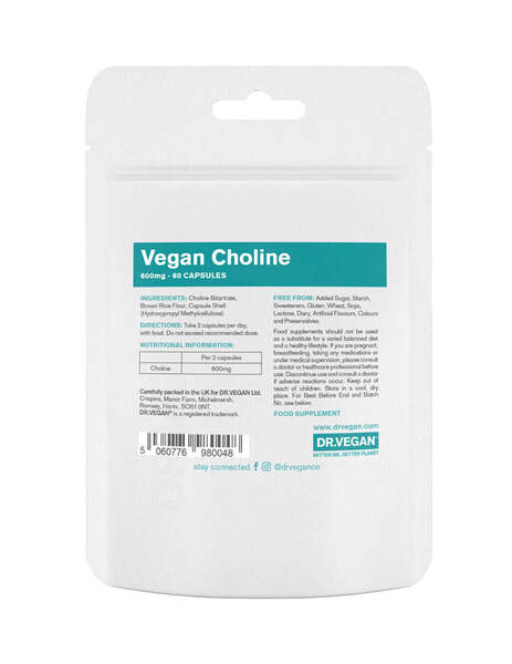 DR.VEGAN choline supplement 30-day supply, UK version