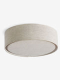 Malvern oatmeal flush ceiling light with linen shade, UK version