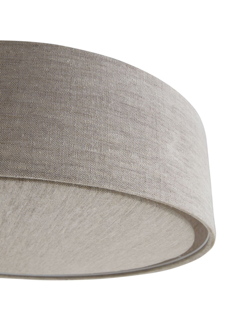 Malvern oatmeal flush ceiling light with linen shade, UK version