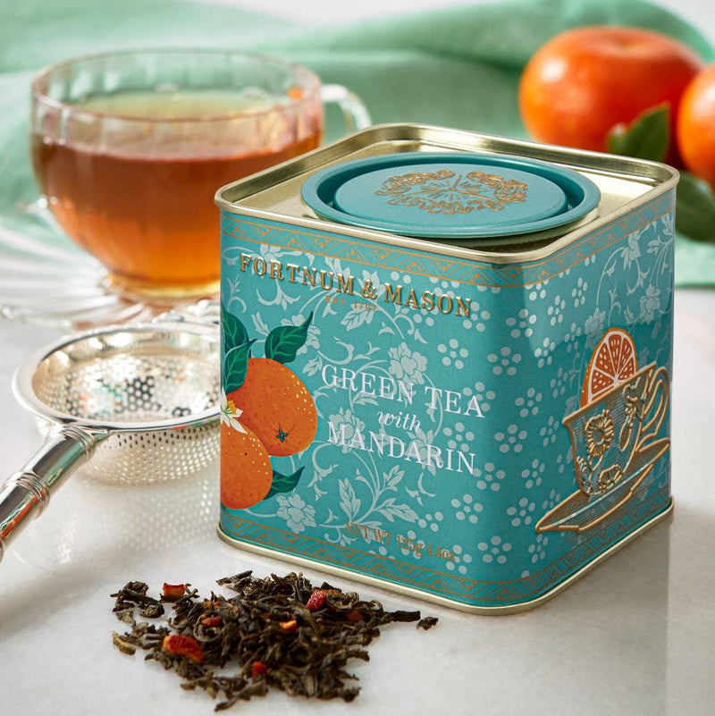 Green tea with mandarin loose leaf caddy 125g (British brand)