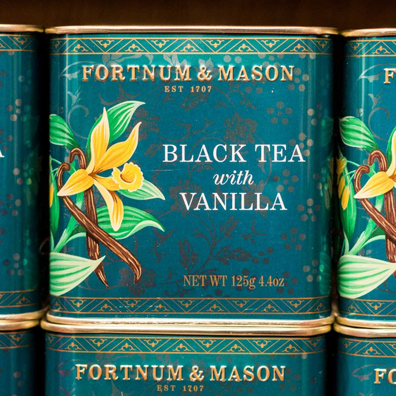 Black tea with vanilla loose leaf caddy 125g, imported from the UK