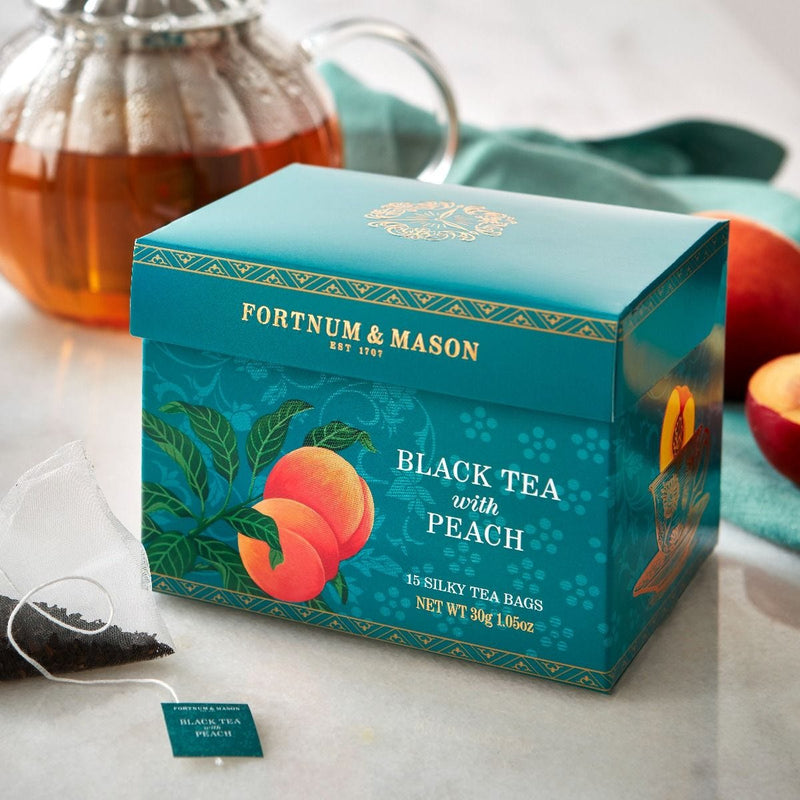 Black tea with peach 15 silky tea bags 30g, UK version