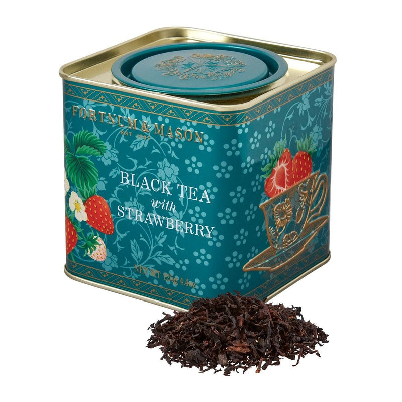 Black tea with strawberry loose leaf caddy 125g, UK version