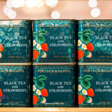 Black tea with strawberry loose leaf caddy 125g, UK version