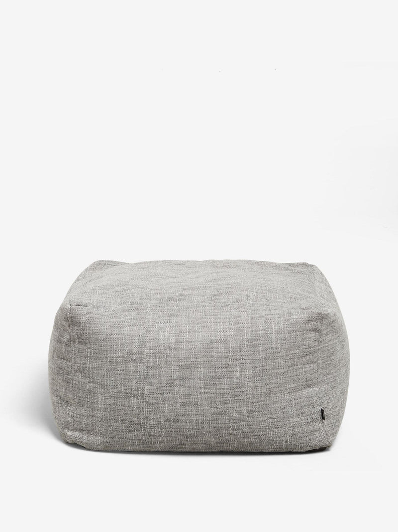 Large dark grey bouclé weave pouffe with bean filling (British brand)