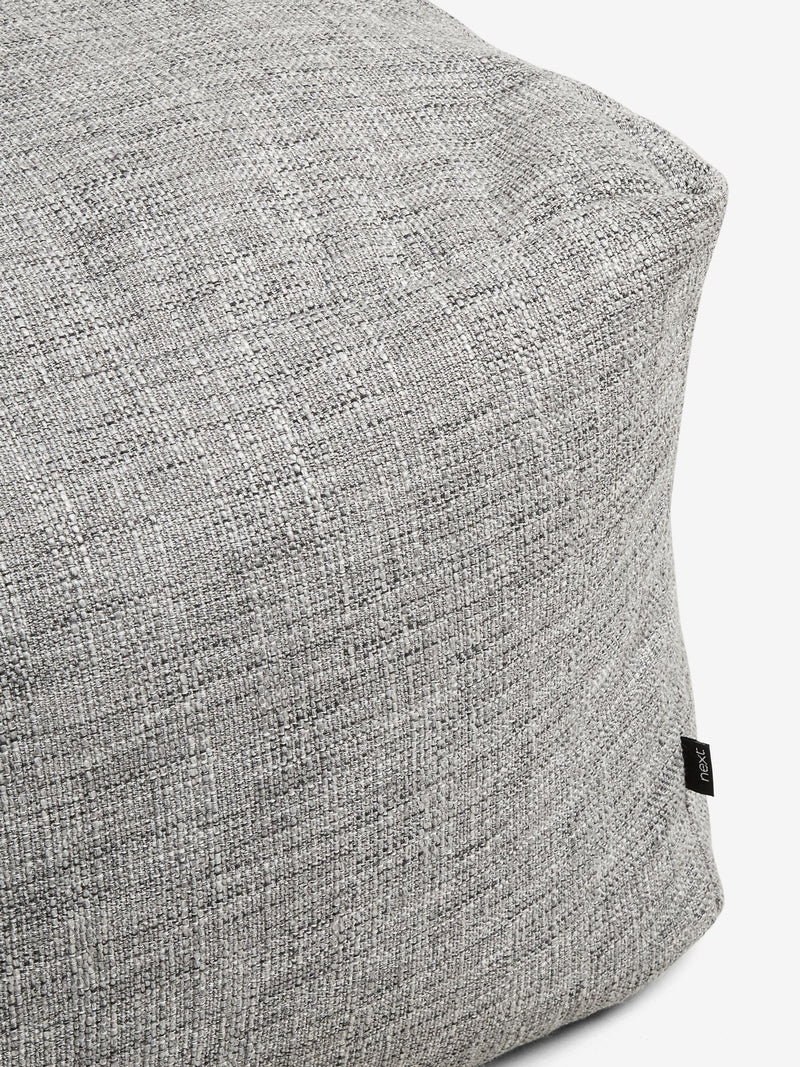 Large dark grey bouclé weave pouffe with bean filling (British brand)