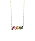 Suzanne Kalan 14ct yellow gold rainbow diamond necklace, imported from the UK
