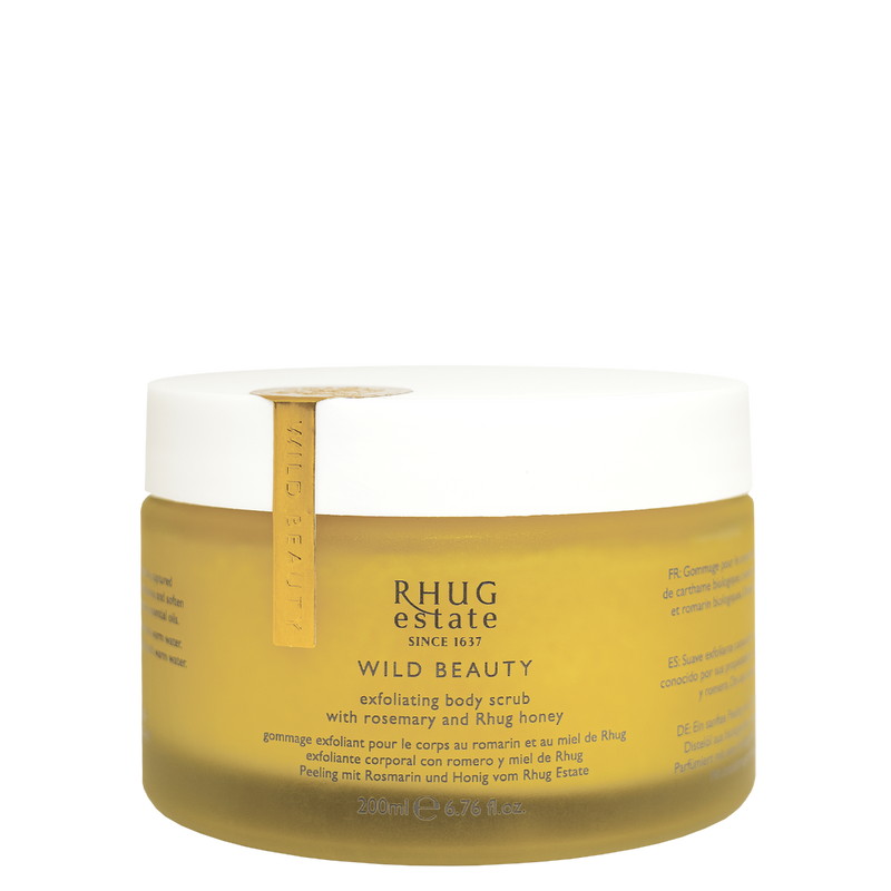 Wild Beauty by Rhug Estate rosemary honey body scrub 200ml, UK version