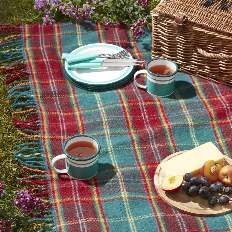 Fortnum's tartan waterproof picnic blanket 150cm x 183cm, imported from the UK