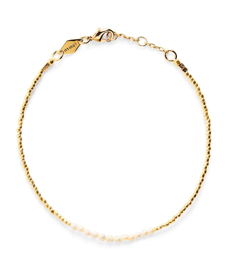 Anni Lu gold-plated slim pearly bracelet, UK version