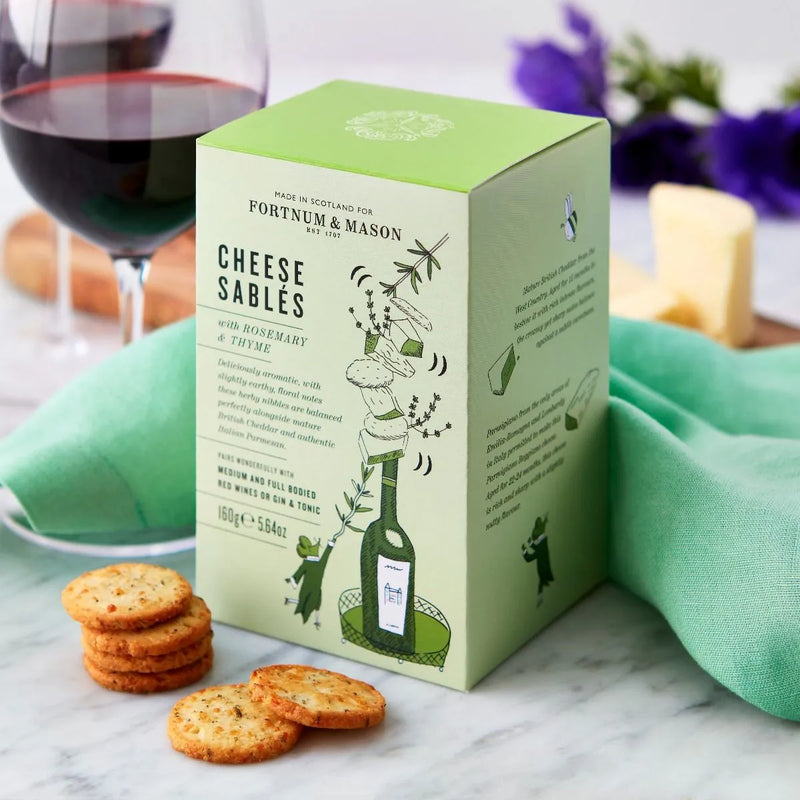 Fortnum's cheese sables with rosemary and thyme 160g, imported from the UK