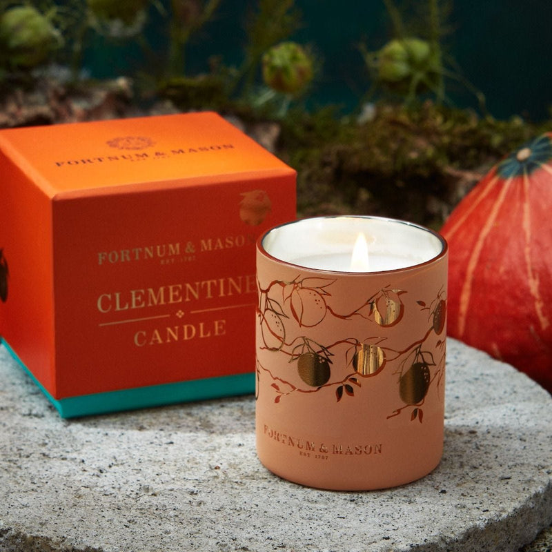 Fortnum's Four Seasons Clementine votive candle 75g, imported from the UK