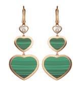 Harrods Chopard Happy Hearts Rose Gold and Diamond Drop Earrings- Buy online at McGrocer