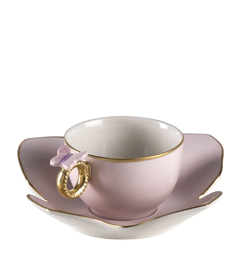 Villari butterfly teacup and saucer set, imported from the UK