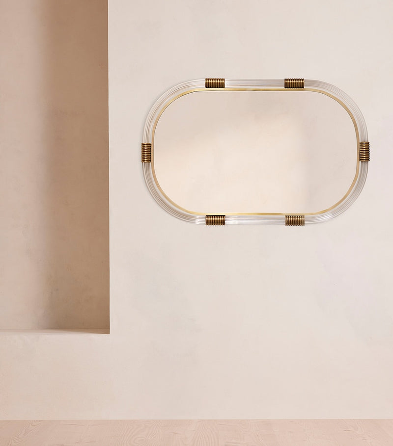 Soho Home Gina wall mirror with ribbed lucite frame, UK version