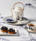 Gien ceramic teacup and saucer blue-and-white transferware, UK version
