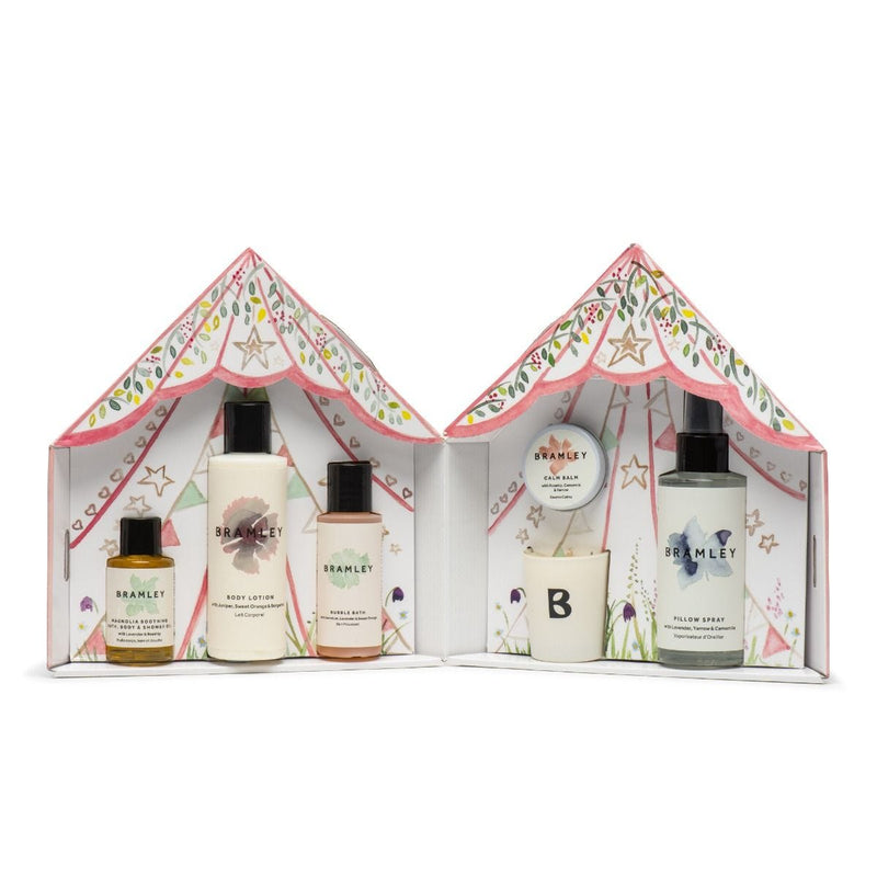 Bramley Wellbeing Tent Gift Set with natural bath products, UK version