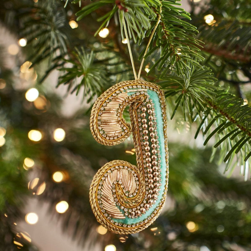 Fortnum's Eau de Nil embroidered letter J decoration (British brand)