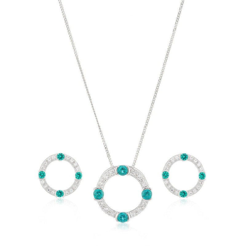 Laura Vann Luna pendant and earrings, rhodium plated sterling silver - British product