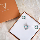 Laura Vann Luna pendant and earrings, rhodium plated sterling silver - British product