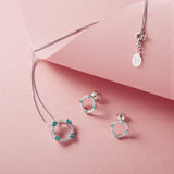 Laura Vann Luna pendant and earrings, rhodium plated sterling silver - British product